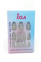 Jasmine Gri İzla Kendinden Yapışkanlı Mat 12 Li Takma Tırnak - 1