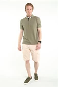 İntersivin Slim Fit Polo Yaka Cepsiz Dokulu Haki Erkek T-Shirt - 2