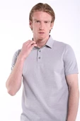 İntersivin Slim Fit Polo Yaka Cepsiz Dokulu Gri Erkek T-Shirt - 4