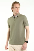 İntersivin Slim Fit Polo Yaka Cepsiz Dokulu Haki Erkek T-Shirt - 8