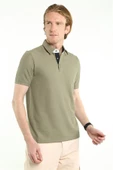 İntersivin Slim Fit Polo Yaka Cepsiz Dokulu Haki Erkek T-Shirt - 6