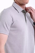 İntersivin Slim Fit Polo Yaka Cepsiz Dokulu Gri Erkek T-Shirt - 7