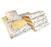 Bebek Özel 100 Pamuklu 70x110 Park Beşik Kenar Korumalı Uyku Seti Karaca Sarı (7 Parça) - 1