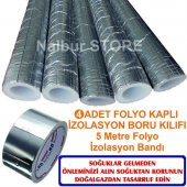 DOĞALGAZ KOMBİ FOLYO KAPLI TASARRUF BORU KILIFI 4 ADET TOPLAM 8 METRE+İZOLASYON FOLYO BANDI 5 METRE - 2