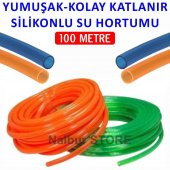 Silikonlu Bahçe Hortumu-100 Metre-Kırılmaz-Kolay Katlanır-Dayanıklı-Tüm Musluklara Uyumlu-Yumuşak - 3