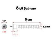 Silindir Vida Allen Başlı Kabin Vidası 6.5x50 10 Adet thumbnail 3