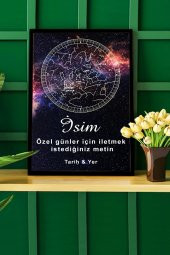 BNC DESIGN Kişiye Özel Gökyüzü Yıldız Haritası Hediye Tablo Spotify Kodlu Doğum Haritası - 1