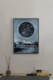 BNC DESIGN Kişiye Özel Gökyüzü Yıldız Haritası Hediye Tablo Spotify Kodlu Doğum Haritası - 1