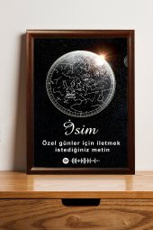 Kişiye Özel Yıldız Haritası Çerçeveli Gökyüzü Yıldız Haritası Doğum Günü Sevgiliye Hediye Tablo - 1