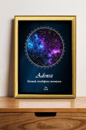 Kişiye Özel Yıldız Haritası Çerçeveli Gökyüzü Yıldız Haritası Doğum Günü Sevgiliye Hediye Tablo - 1