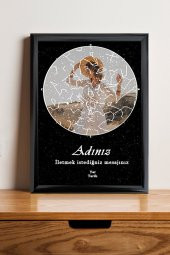 Kişiye Özel Yıldız Haritası Çerçeveli Gökyüzü Yıldız Haritası Doğum Günü Sevgiliye Hediye Tablo - 1