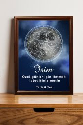 Kişiye Özel Yıldız Haritası Çerçeveli Gökyüzü Yıldız Haritası Doğum Günü Sevgiliye Hediye Tablo - 1