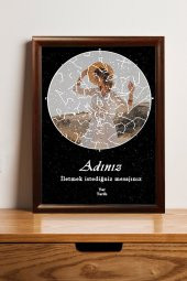 Kişiye Özel Yıldız Haritası Çerçeveli Gökyüzü Yıldız Haritası Doğum Günü Sevgiliye Hediye Tablo - 1