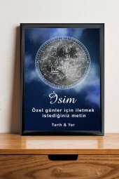 Kişiye Özel Yıldız Haritası Çerçeveli Gökyüzü Yıldız Haritası Doğum Günü Sevgiliye Hediye Tablo - 1