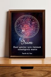 Kişiye Özel Yıldız Haritası Çerçeveli Gökyüzü Yıldız Haritası Doğum Günü Sevgiliye Hediye Tablo - 1