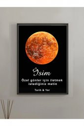 Kişiye Özel Yıldız Haritası Çerçeveli Gökyüzü Haritası Sevgiliye Hediye Tablo thumbnail 1