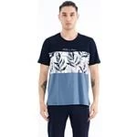 TOMMY LIFE Saks Renk Geçişli Baskı Detaylı O Yaka Standart Kalıp Erkek T-shirt - 88177 T11ER-88177 thumbnail 1