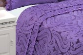 Finezza Tulip Polyester Pamuk Şönil Mürdüm Yatak örtüsü Çift Kişl. 3 Parça-1447 - 2