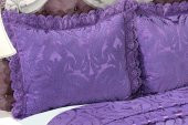 Finezza Tulip Polyester Pamuk Şönil Mürdüm Yatak örtüsü Çift Kişl. 3 Parça-1447 - 3