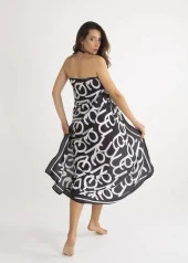 Mayovera Logo Motifli Siyah Zeminli Pareo thumbnail 4