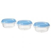 3 Lü Mini Boy Saklama Kapları IKEA Pratik Kullanım Özelliği Mavi Kapak  70 ml 3 Lü - 1