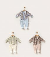 Kravatlı Bayramlık Erkek Bebek Gömlek Tulum 13887 - 2