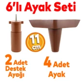 Aspen 6'lı Set Mobilya Tv Ünitesi Çekyat Koltuk Kanepe Baza Destek Ayağı Ayakları 11 Cm Kahverengi - 1