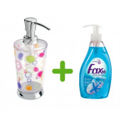 SIA-BOSP062 RENKLİ HALKALI AKRİLİK SIVI SABUNLUK VE 1 ADET 400 ML SIVI SABUN OKYANUS KOKULU - 1