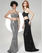 Kadın Gümüş Balık Model Kuyruklu Uzun Payet Etek thumbnail 4