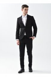 Normal Bel Slim Fit Siyah Erkek Takım Elbise Tk1000600245 - 2