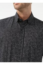 Düğmeli Yaka Baskılı Siyah Erkek Gömlek Gm2025500408 thumbnail 5