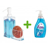 SIA-BOSP071 SÜNGERLİK BÖLMELİ AKRİLİK SIVI SABUNLUK VE 1 ADET 400 ML SIVI SABUN OKYANUS KOKULU thumbnail 1