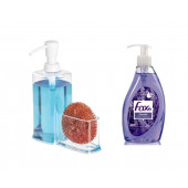 SIA-BOSP073 SÜNGERLİK BÖLMELİ AKRİLİK SIVI SABUNLUK VE 1 ADET 400 ML SIVI SABUN LAVANTA KOKULU - 2