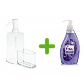 SIA-BOSP073 SÜNGERLİK BÖLMELİ AKRİLİK SIVI SABUNLUK VE 1 ADET 400 ML SIVI SABUN LAVANTA KOKULU - 3