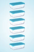 Paşabahçe 6lı Snowbox Saklama Kabı Takımı 1200cc Mavi Kapaklı - 1