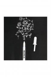 A5 Siyah Yapraklı Defter Jel Beyaz Kalem Side - 1
