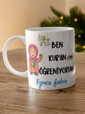Ben Kuran Öğreniyorum Yazılı Özel Tasarım Kişiye Özel Baskılı Kupa Bardak-Kız Çocuğu thumbnail 2