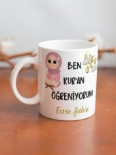 Ben Kuran Öğreniyorum Yazılı Özel Tasarım Kişiye Özel Baskılı Kupa Bardak-Kız Çocuğu thumbnail 4