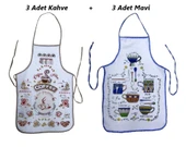 6 Adet Dijital Baskılı Sıvı Geçirmez Mutfak Önlüğü-Coffee thumbnail 2