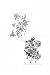 2Li Geçici Dövme Seti,Geçici Tattoo ,Vücut Dövme,Kol Bilek Dövme,Boyun Dövme,Sırt Dövme - 1