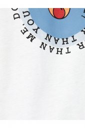 Slogan Baskılı Tişört Bisiklet Yaka Kısa Kollu - 6