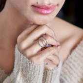 Piano Jewellery Cabaret Line Mavi Pırlanta Yüzük 14 Ayar - 2