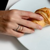 Piano Jewellery Cabaret Line Mavi Pırlanta Yüzük 14 Ayar - 3
