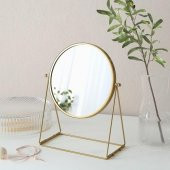 Gold Renk Masa-Makyaj Aynası, MeridyenDukkan Altın Rengi Yuvarlak-17 cm-Büyüteçli Ayna - 3