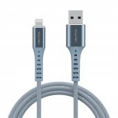 Nautica C65 MFI Lightning to USB-A 12W Örgülü Hızlı Şarj ve Data Kablosu 2.1M Mavi - 1