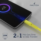 Nautica C50 USB-C to Lightning PD 20W Hızlı Şarj ve Data Kablosu 1.2M Sarı - 2