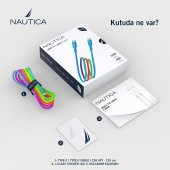 Nautica C38 Type-C to Type-C 65W Led Işıklı Şarj ve Data Kablosu 1.2M Çok Renkli - 7