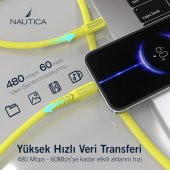Nautica C50 USB-C to Lightning PD 20W Hızlı Şarj ve Data Kablosu 2.1M Sarı - 3