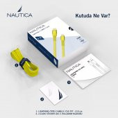 Nautica C50 USB-C to Lightning PD 20W Hızlı Şarj ve Data Kablosu 2.1M Sarı - 7