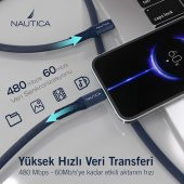 Nautica C50 USB-C to Lightning PD 20W Hızlı Şarj ve Data Kablosu 2.1M Navy - 3